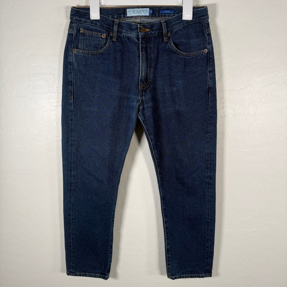 Peter Manning Jeans Mens 31x26 Slim Blue Cotton Denim Dark Wash Casual